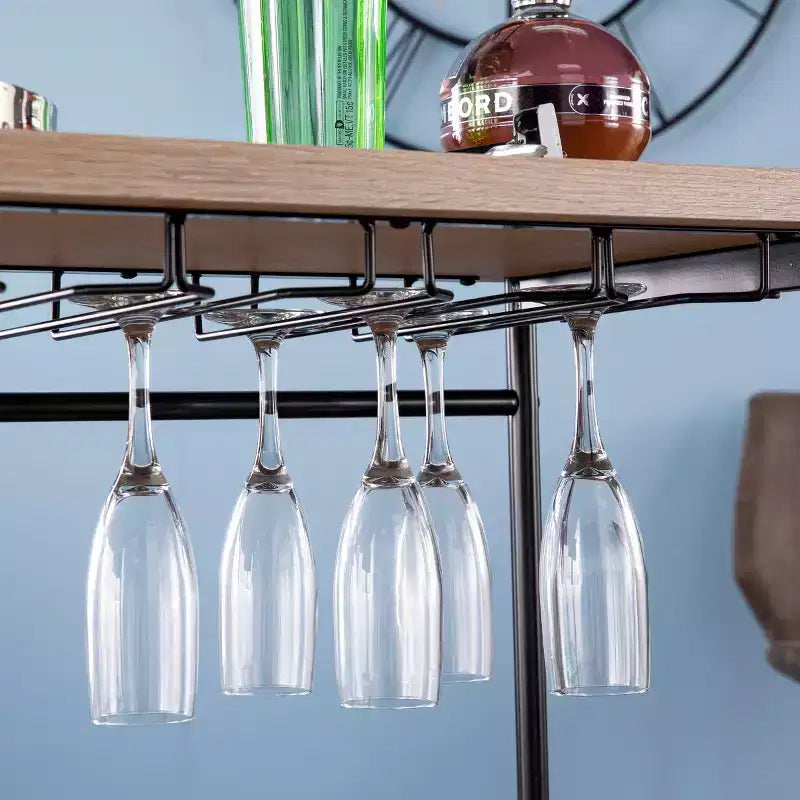 Tavolo da bar/vino con porta bicchieri integrato - Naturale