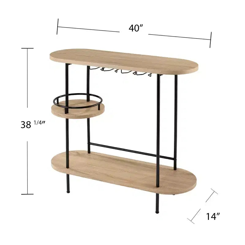 Tavolo da bar/vino con porta bicchieri integrato - Naturale