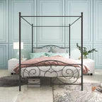 Struttura letto a baldacchino in metallo Rubie Queen Size con testiera vintage