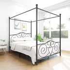 Struttura letto a baldacchino in metallo Rubie Queen Size con testiera vintage