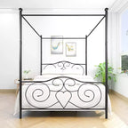 Struttura letto a baldacchino in metallo Rubie Queen Size con testiera vintage