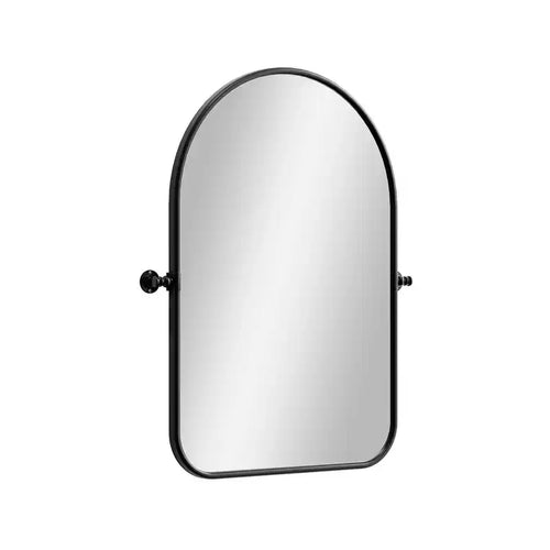HomeRoots 32 Black Arch Metal Swivel Framed Accent Mirror