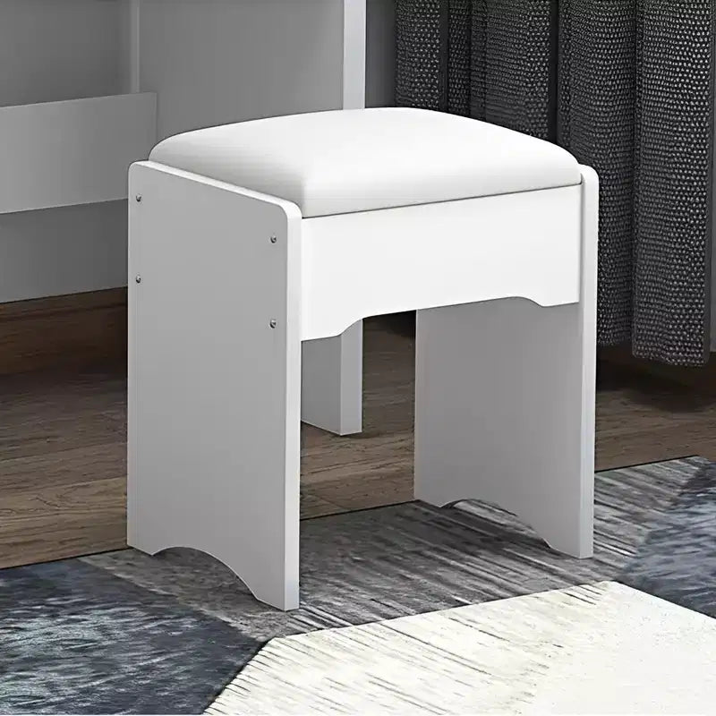Scrivania da trucco moderna Tess 34.8'' con specchio, luci, 1 sedia, 4 cassetti e ripiani aperti
