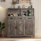 Mobile buffet da fattoria con microonde, mobile bar in legno per cucina, unità versatile con vani portaoggetti, facile montaggio