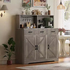 Mobile buffet da fattoria con microonde, mobile bar in legno per cucina, unità versatile con vani portaoggetti, facile montaggio