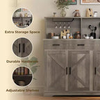 Mobile buffet da fattoria con microonde, mobile bar in legno per cucina, unità versatile con vani portaoggetti, facile montaggio