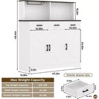 Mobile buffet da fattoria con microonde, mobile bar in legno per cucina, unità versatile con vani portaoggetti, facile montaggio