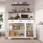 Mobile buffet da fattoria con microonde, mobile bar in legno per cucina, unità versatile con vani portaoggetti, facile montaggio