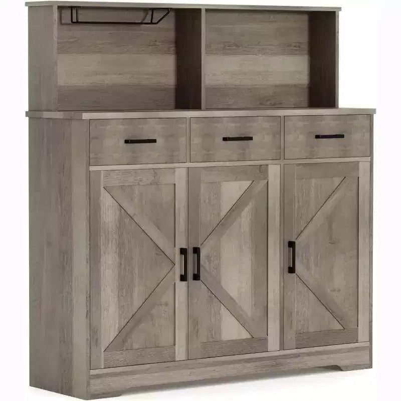 Mobile buffet da fattoria con microonde, mobile bar in legno per cucina, unità versatile con vani portaoggetti, facile montaggio