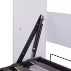 Letto a scomparsa matrimoniale/singolo con divano, letto a muro con cuscino, letto a scomparsa con mensole per camera da letto, camera per gli ospiti, piccola stanza, bianco