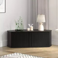 GALANO Corner TV Cabinet with Sliding Tambour Door in Black Oak, 43.3 W x 20 D x 14.8 H