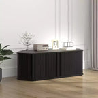 Mobile TV ad angolo GALANO con serrandina scorrevole in rovere nero, 110 L x 50 P x 37,5 A cm