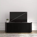 Mobile TV ad angolo GALANO con serrandina scorrevole in rovere nero, 110 L x 50 P x 37,5 A cm