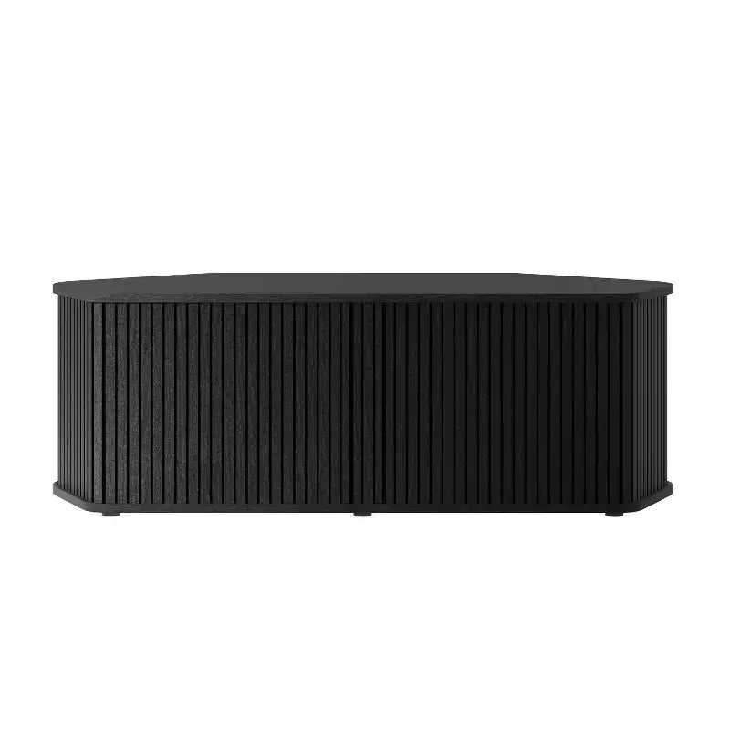 Mobile TV ad angolo GALANO con serrandina scorrevole in rovere nero, 110 L x 50 P x 37,5 A cm