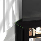 Mobile TV ad angolo GALANO con serrandina scorrevole in rovere nero, 110 L x 50 P x 37,5 A cm