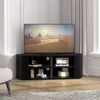 Mobile TV ad angolo GALANO con serrandina scorrevole in rovere nero, 110 L x 50 P x 37,5 A cm