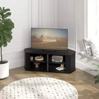 Mobile TV ad angolo GALANO con serrandina scorrevole in rovere nero, 110 L x 50 P x 37,5 A cm