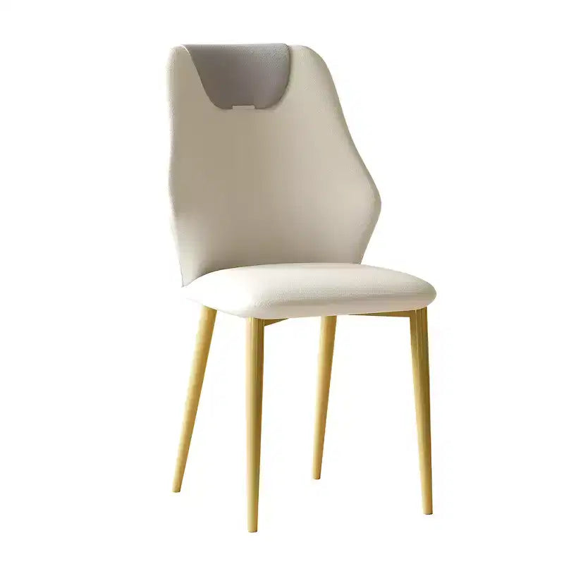 Set di 2 sedie da pranzo con sedili in pelle PU di alta qualità, gambe in acciaio al carbonio placcato oro e schienali ergonomici