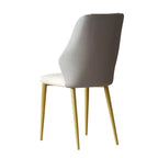 Set di 2 sedie da pranzo con sedili in pelle PU di alta qualità, gambe in acciaio al carbonio placcato oro e schienali ergonomici