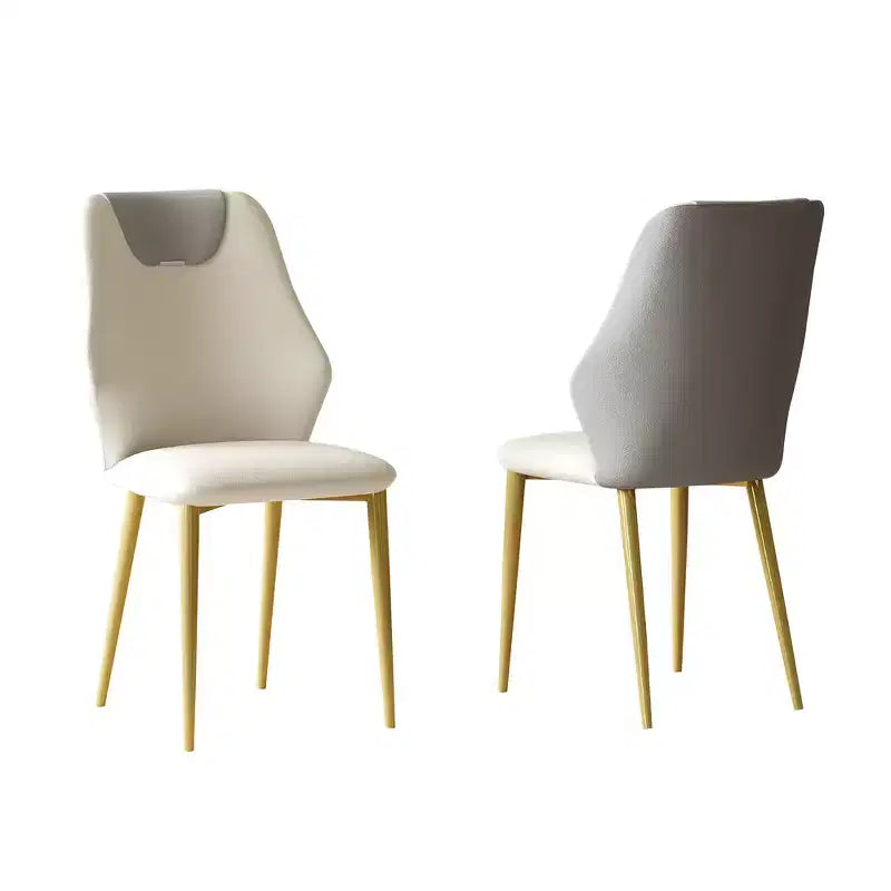 Set di 2 sedie da pranzo con sedili in pelle PU di alta qualità, gambe in acciaio al carbonio placcato oro e schienali ergonomici