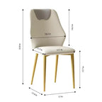 Set di 2 sedie da pranzo con sedili in pelle PU di alta qualità, gambe in acciaio al carbonio placcato oro e schienali ergonomici