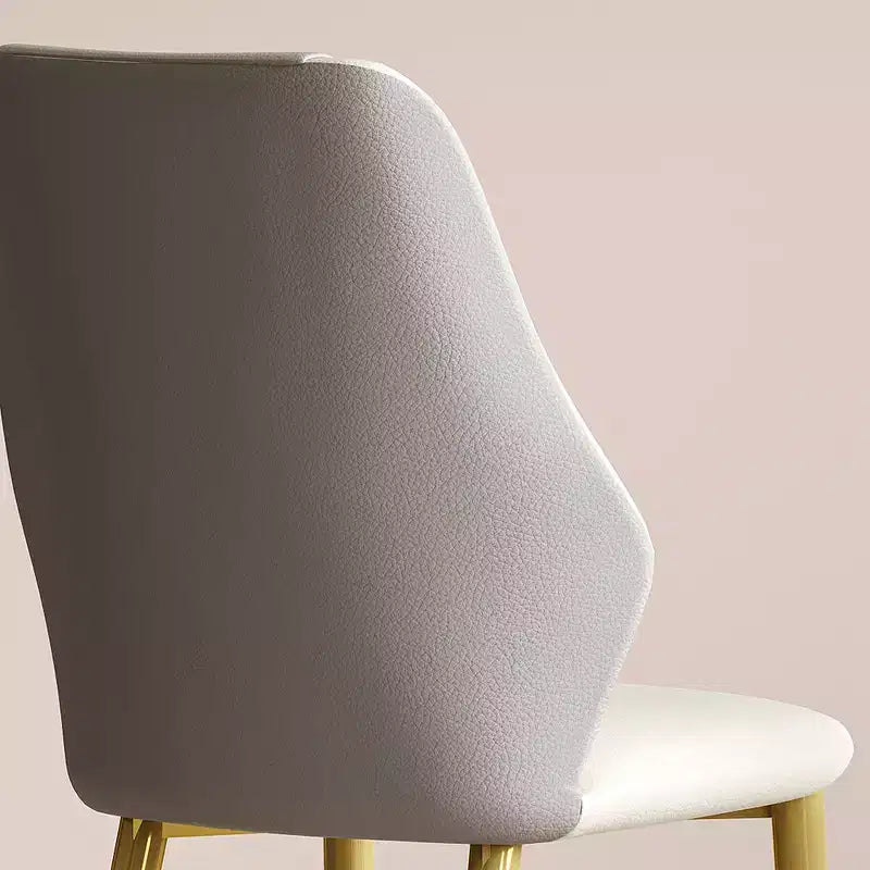 Set di 2 sedie da pranzo con sedili in pelle PU di alta qualità, gambe in acciaio al carbonio placcato oro e schienali ergonomici