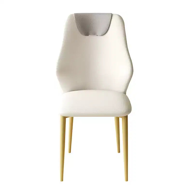 Set di 2 sedie da pranzo con sedili in pelle PU di alta qualità, gambe in acciaio al carbonio placcato oro e schienali ergonomici