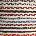 Pouf ottomano HomeRoots 18 a righe intrecciate in iuta naturale e arcobaleno