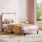 Struttura letto singolo con luci LED e contenitore sotto il letto, in velluto, per cameretta bambini