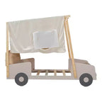 Letto per auto in legno Twin/Full con LED a forma di luce per auto, cuscino e panno per il soffitto, letto a piattaforma a forma di auto a pavimento basso per cameretta di bambini e bambine