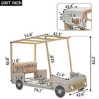 Letto per auto in legno Twin/Full con LED a forma di luce per auto, cuscino e panno per il soffitto, letto a piattaforma a forma di auto a pavimento basso per cameretta di bambini e bambine