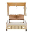 Letto per auto in legno Twin/Full con LED a forma di luce per auto, cuscino e panno per il soffitto, letto a piattaforma a forma di auto a pavimento basso per cameretta di bambini e bambine
