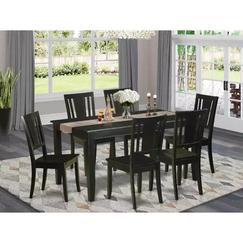 Set Sala da Pranzo Vittoriana - Tavolo Rettangolare e Sedie 7 Pezzi - Elegante Arredamento in Legno per la Casa