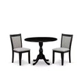3-Piece Wirebrushed Black Solid Wood Top - Dining Room Set - Seats-4