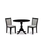 3-Piece Wirebrushed Black Solid Wood Top - Dining Room Set - Seats-4