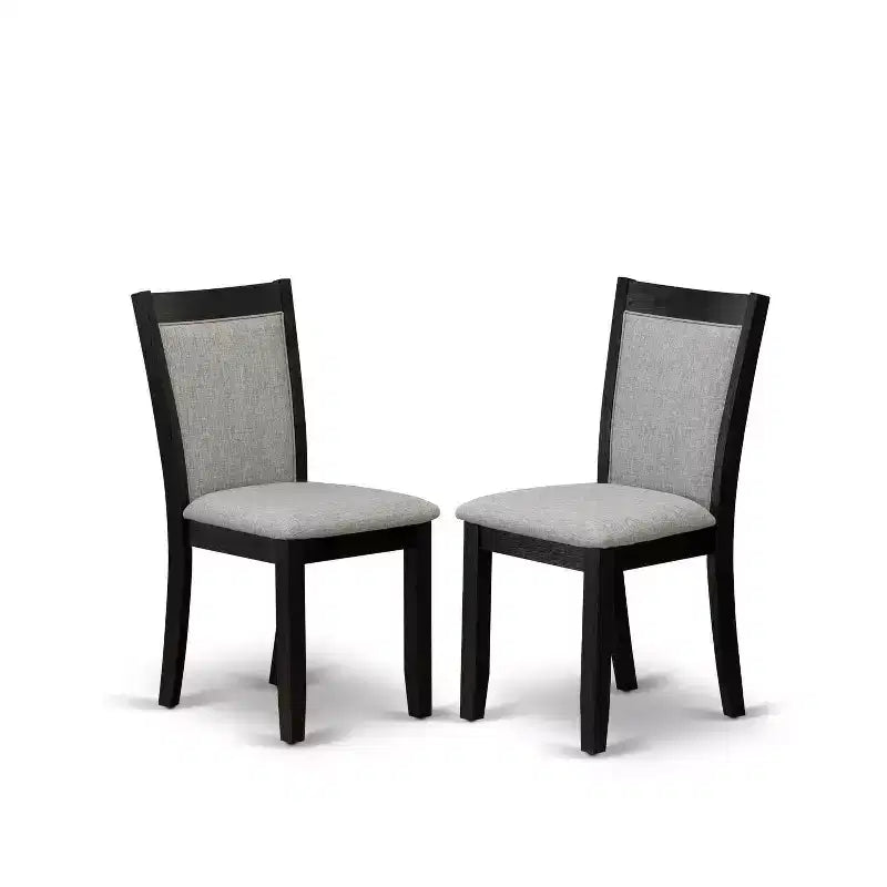 Set da pranzo da 3 pezzi con piano in legno massello nero spazzolato - 4 posti