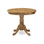 Set da pranzo rotondo imbottito a 3 pezzi con piano in legno massello con finitura a olio naturale - 4 posti