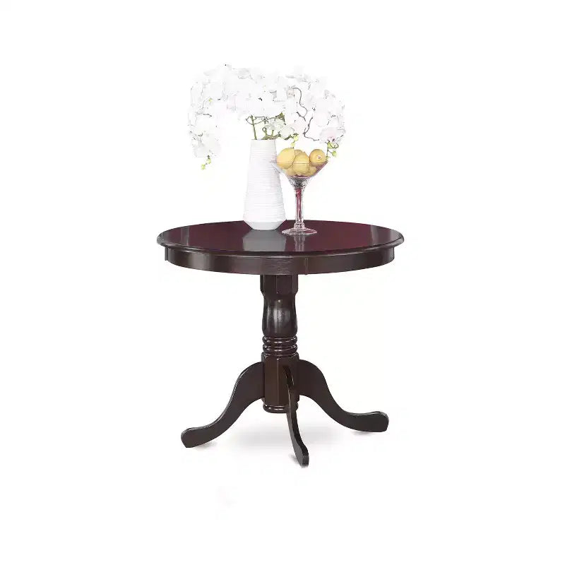 Round Kitchen Dining Table Set - Small Table with 4 Chairs - Cappuccino Finish