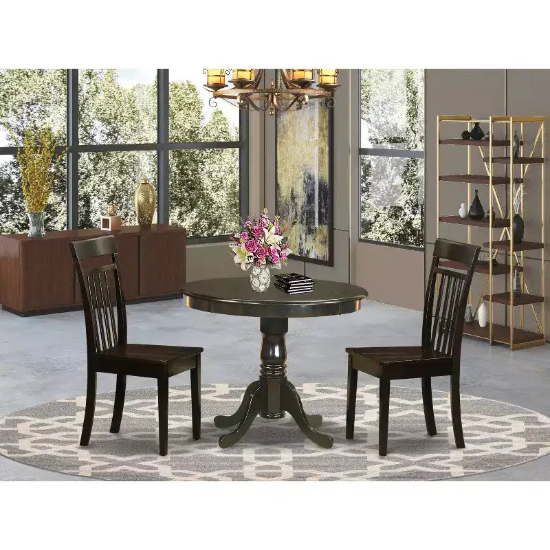Set tavolo da pranzo rotondo per cucina - Tavolo piccolo con 4 sedie - Finitura color cappuccino
