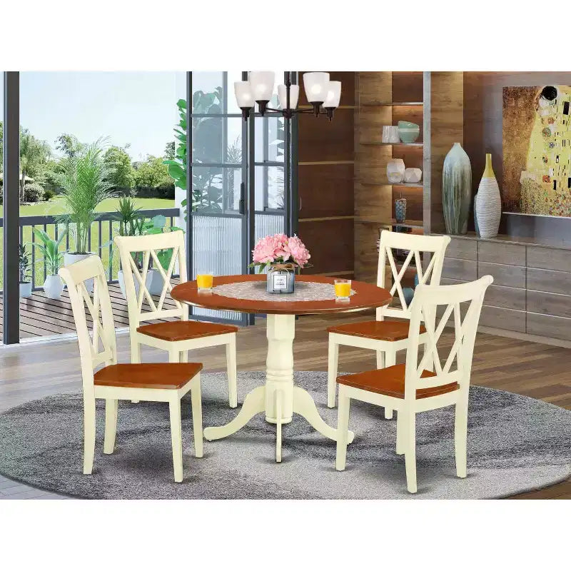 Set da pranzo rotondo 5 pezzi tavolo da 42 pollici e 4 sedie stile Southwestern