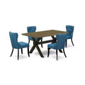 HomeStock 5-Piece Natural Oak Finish Solid Wood Top Dining Table with 4 Parson Chair