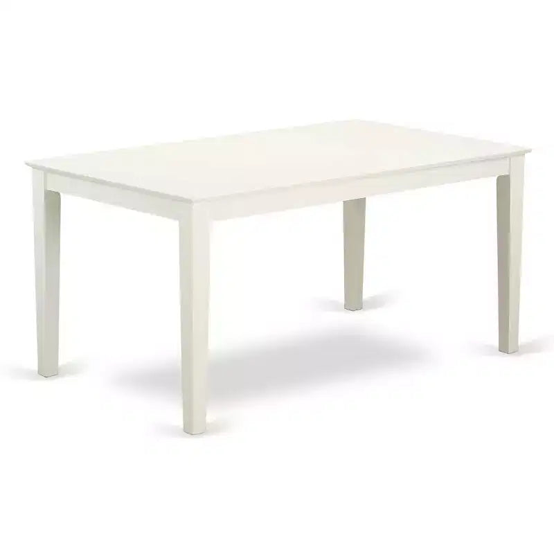 Set Sala da Pranzo Rettangolare da 5 Pezzi con Piano in Legno Massello Finitura Bianco Lino - Posti per 4