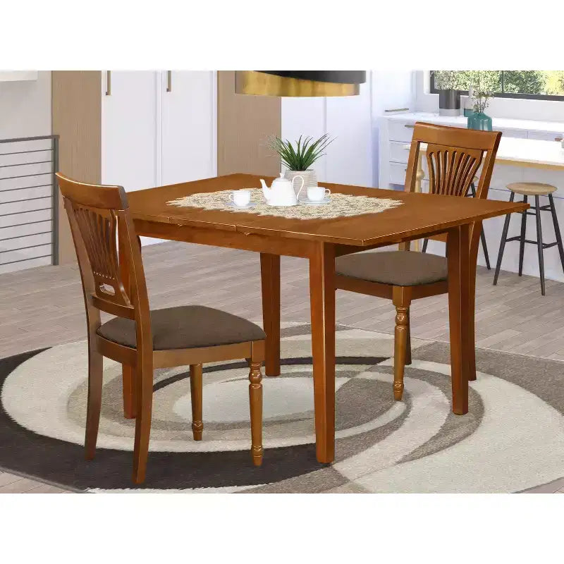 Tavolo da Pranzo 3 Pezzi con Piano in Legno Massello Finitura Marrone Sella