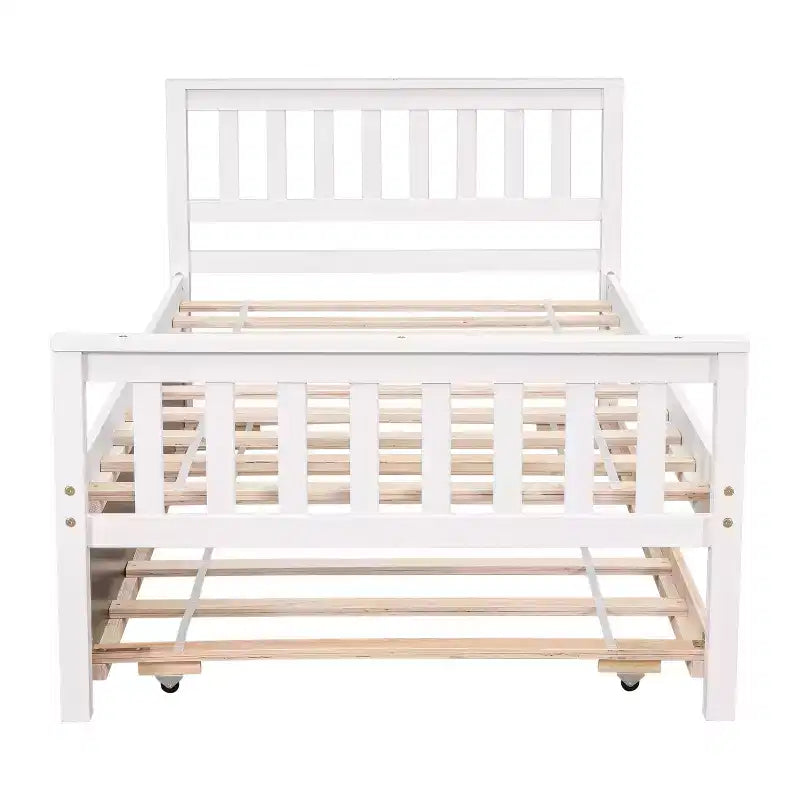 Letto singolo Luxystar con letto estraibile, testiera e pediera per camera da letto e camera degli ospiti