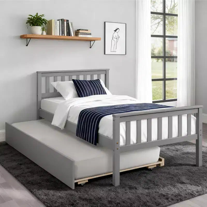 Letto singolo Luxystar con letto estraibile, testiera e pediera per camera da letto e camera degli ospiti