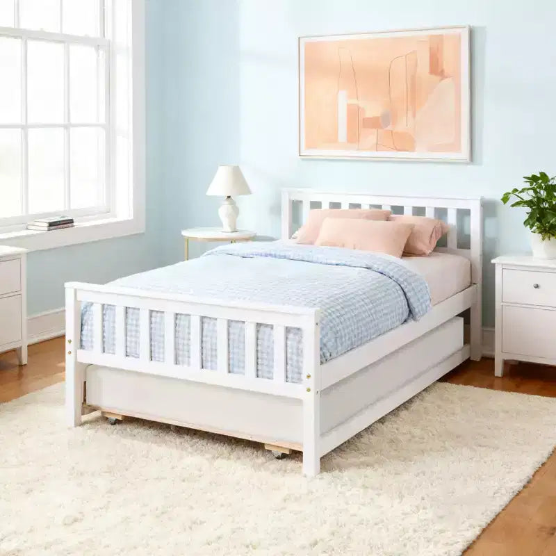 Letto singolo Luxystar con letto estraibile, testiera e pediera per camera da letto e camera degli ospiti