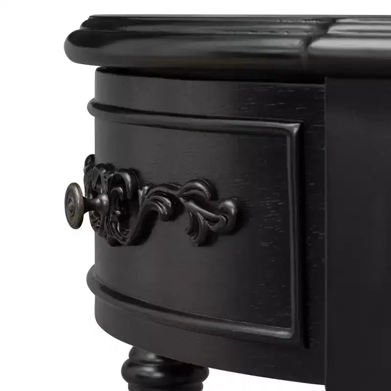Consolle curvata retrò in legno, tavolo d'ingresso a mezzaluna con cassetti e ripiano per soggiorno, 132 cm