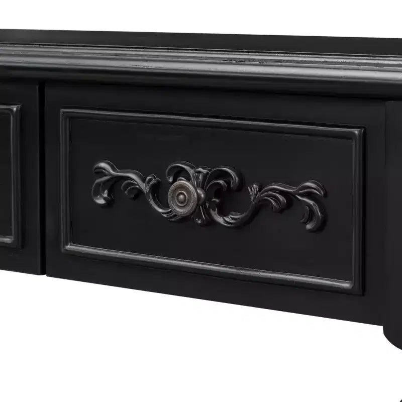Consolle curvata retrò in legno, tavolo d'ingresso a mezzaluna con cassetti e ripiano per soggiorno, 132 cm
