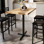 Piano del Tavolo Rettangolare per Interni Commerciali in Legno Massello Bennett di Flash Furniture con Base a X in Ghisa Antiruggine ad Altezza Bar 23.5 x 29.5