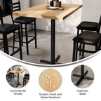 Piano del Tavolo Rettangolare per Interni Commerciali in Legno Massello Bennett di Flash Furniture con Base a X in Ghisa Antiruggine ad Altezza Bar 23.5 x 29.5